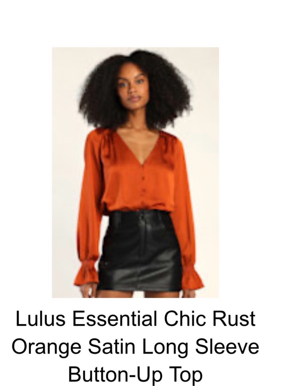Lulu's Rust Orange Satin Long Sleeve Button-Up Top